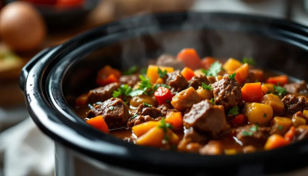 slow cooker beef stew and dumplings