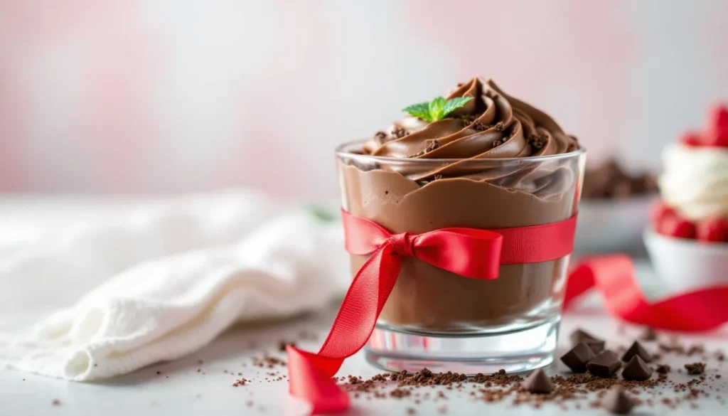 chocolate mousse red ribbon